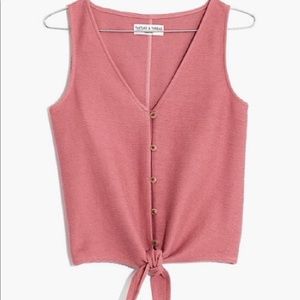 Madewell Texture & Thread Button Front Tie Top